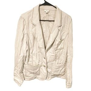 J.Jill Plus Size 18 Oatmeal Blazer Linen‎ Blend Coat Jacket Women’s Tan
